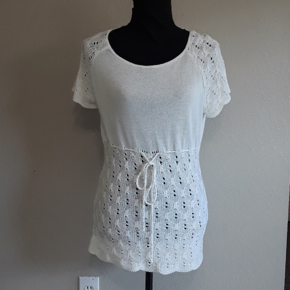 MKM Designs White knit Sweater- Size Large